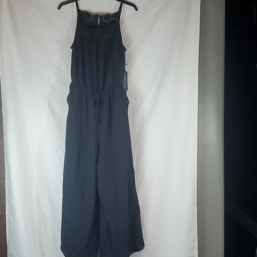 DOE & RAE Wide Leg Black Jumpsuit Size Small